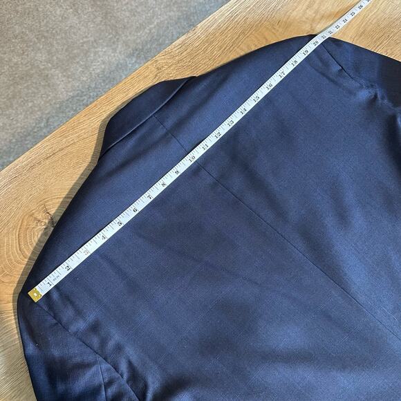 Lauren Ralph Lauren Ultraflex LONG Wool Blend 2 Button Suit Blazer Blue 46L - Picture 11 of 13